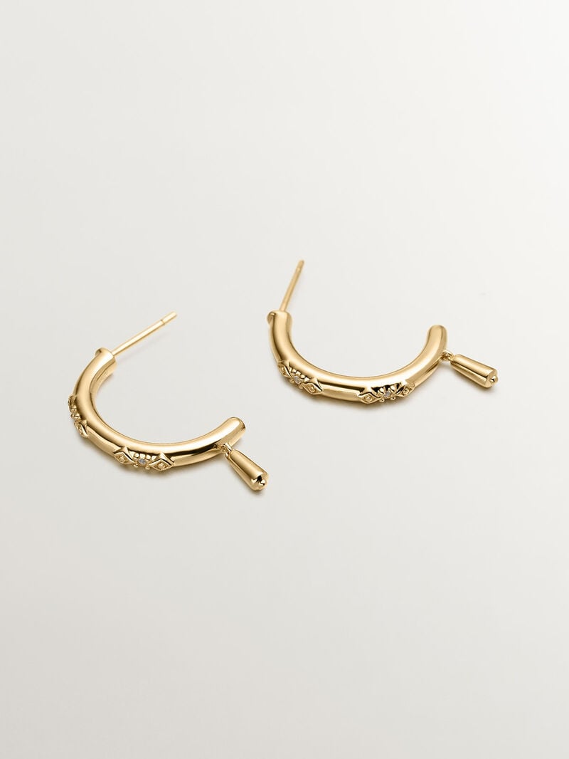 18K yellow gold plated 925 sterling silver half hoop single earring with white topaz image number 2