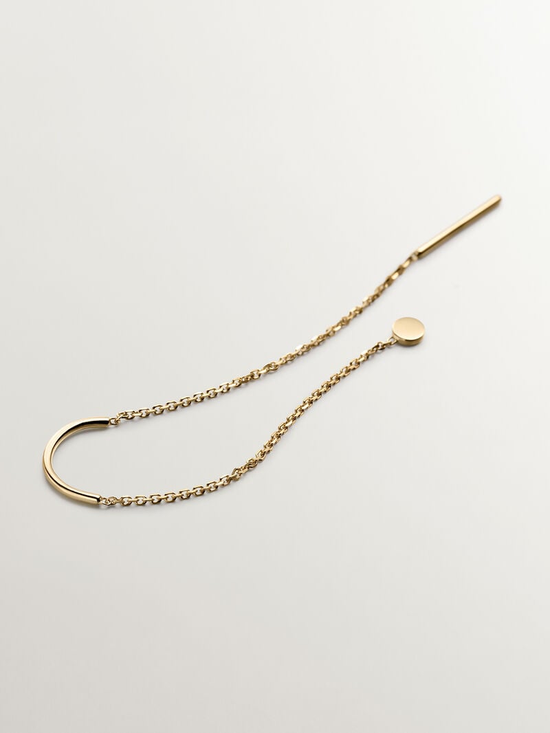 Single long 9K yellow gold earring with chain image number 4