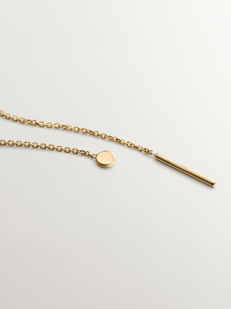Single long 9K yellow gold earring with chain image number 2