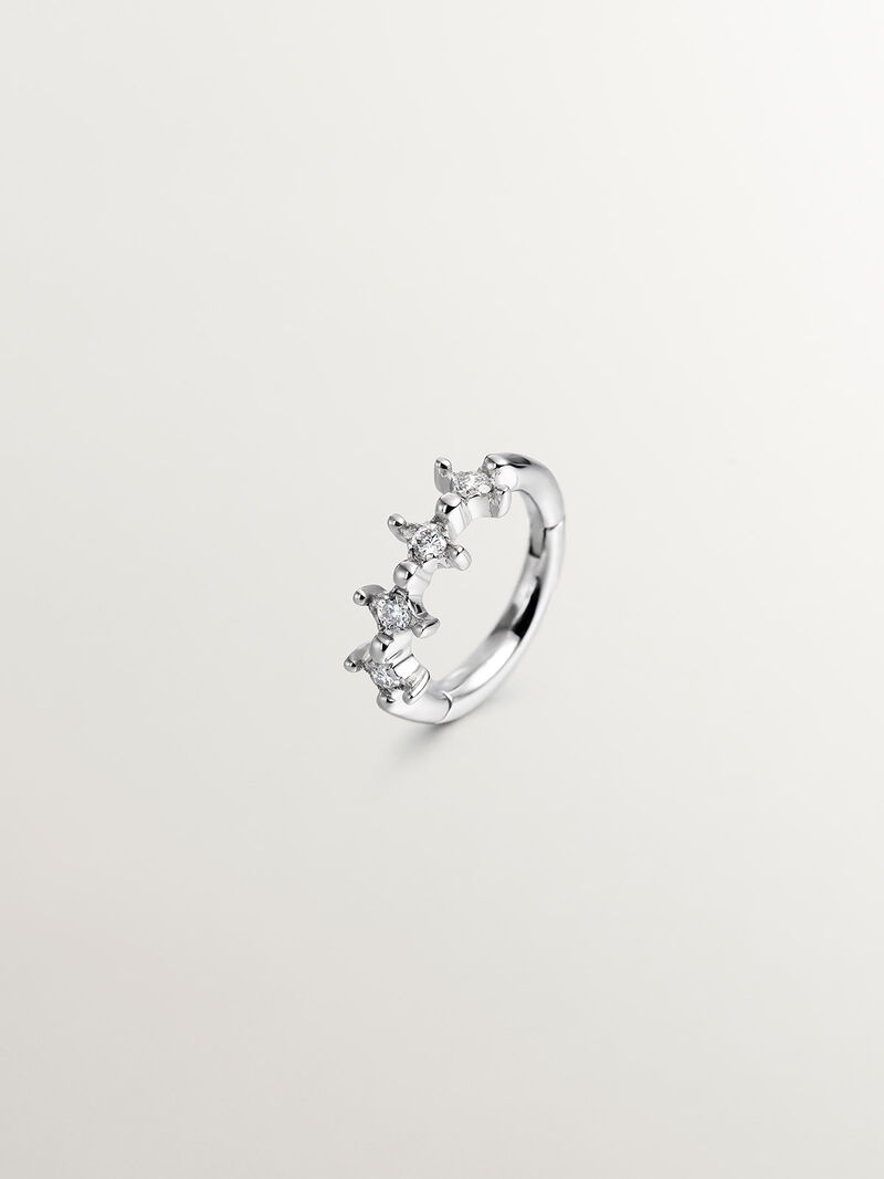 Individual 9K white gold earring with diamonds image number 0