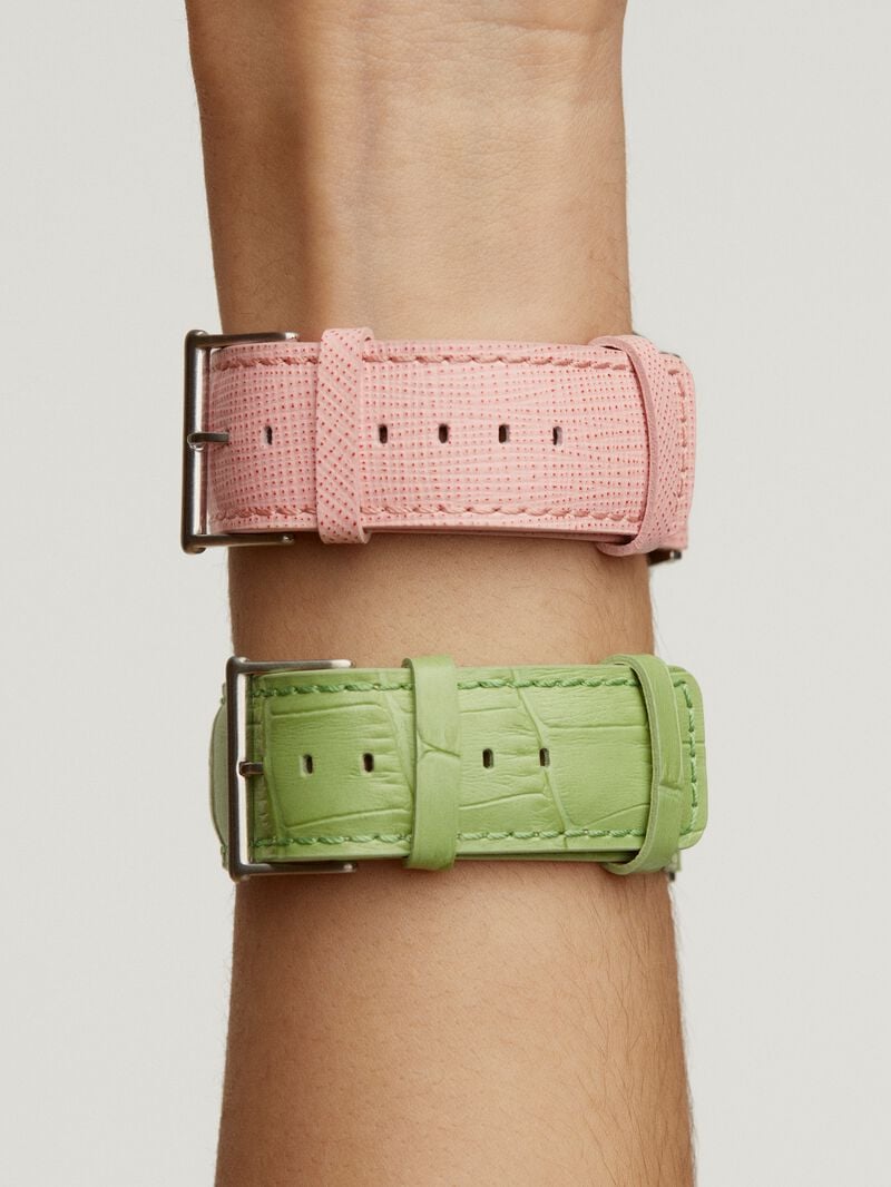Green leather strap with crocodile finish for Apple Watch. image number 1