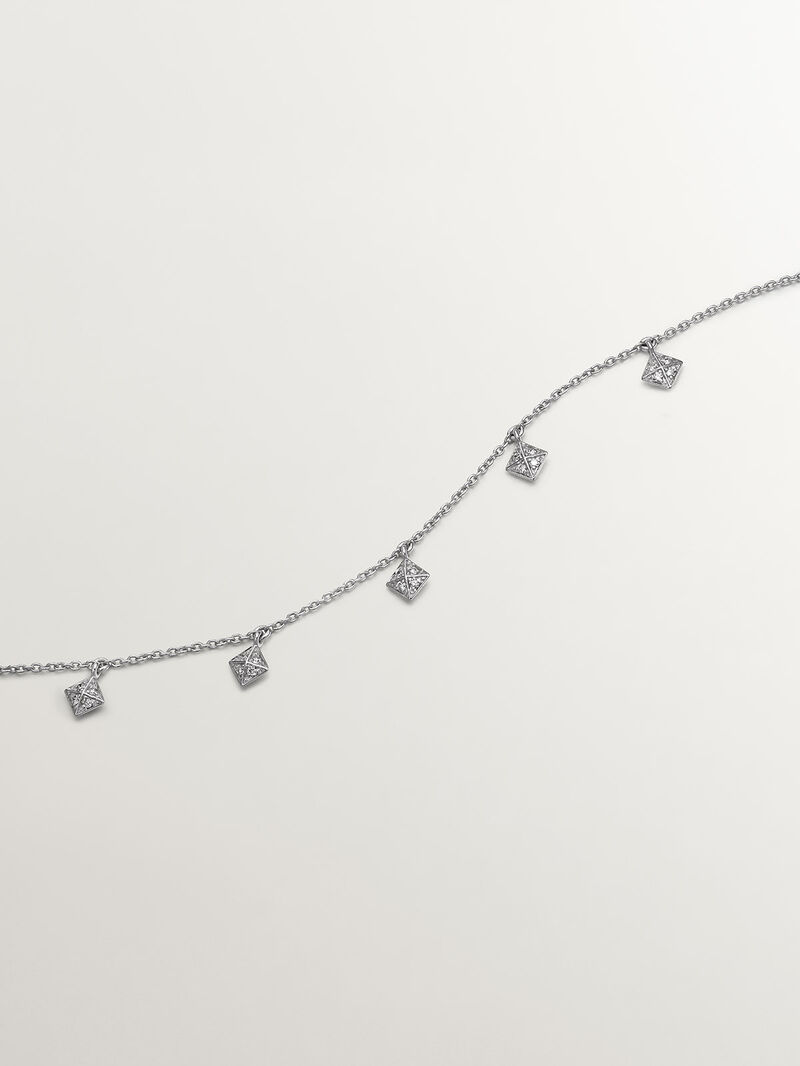 18K white gold necklace with geometric shapes and diamonds image number 4
