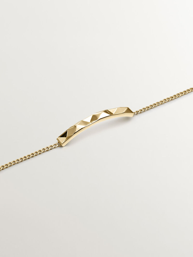 925 silver bracelet bathed in 18K yellow gold with geometric texture image number 4