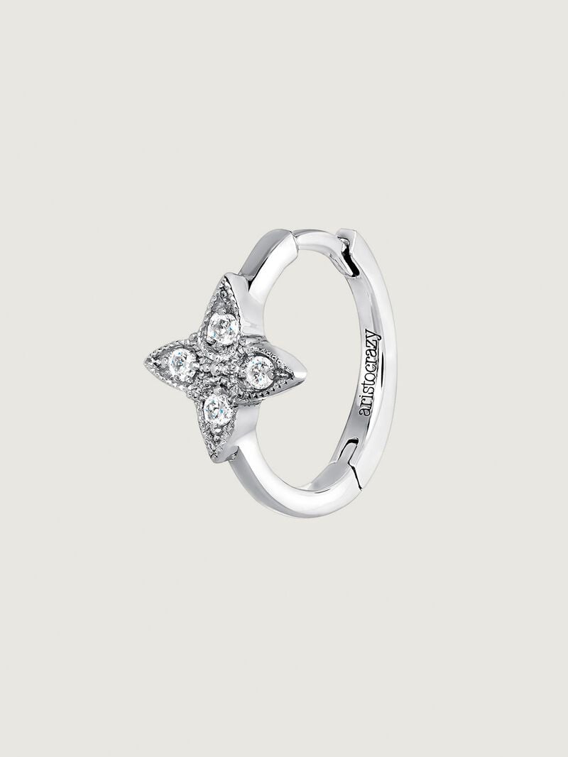 Individual 9K white gold earring with star and diamonds. image number 0