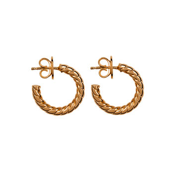 Mini rose gold plated cabled hoop earrings , J01586-03,hi-res