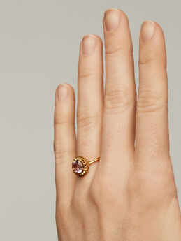 Ring in 18k yellow gold-plated sterling silver with a pink amethyst, J05285-02-PAM,hi-res