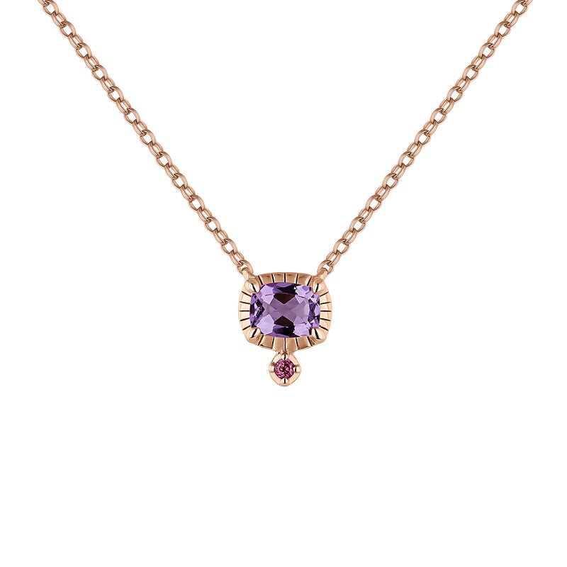 Rose gold plated amethyst necklace, J04669-03-LAM-RO, hi-res