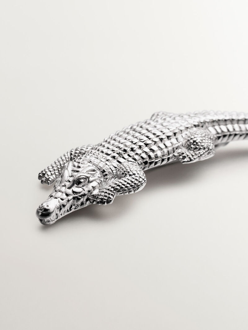 925 silver brooch bathed in 18K yellow gold shaped like crocodile image number 4