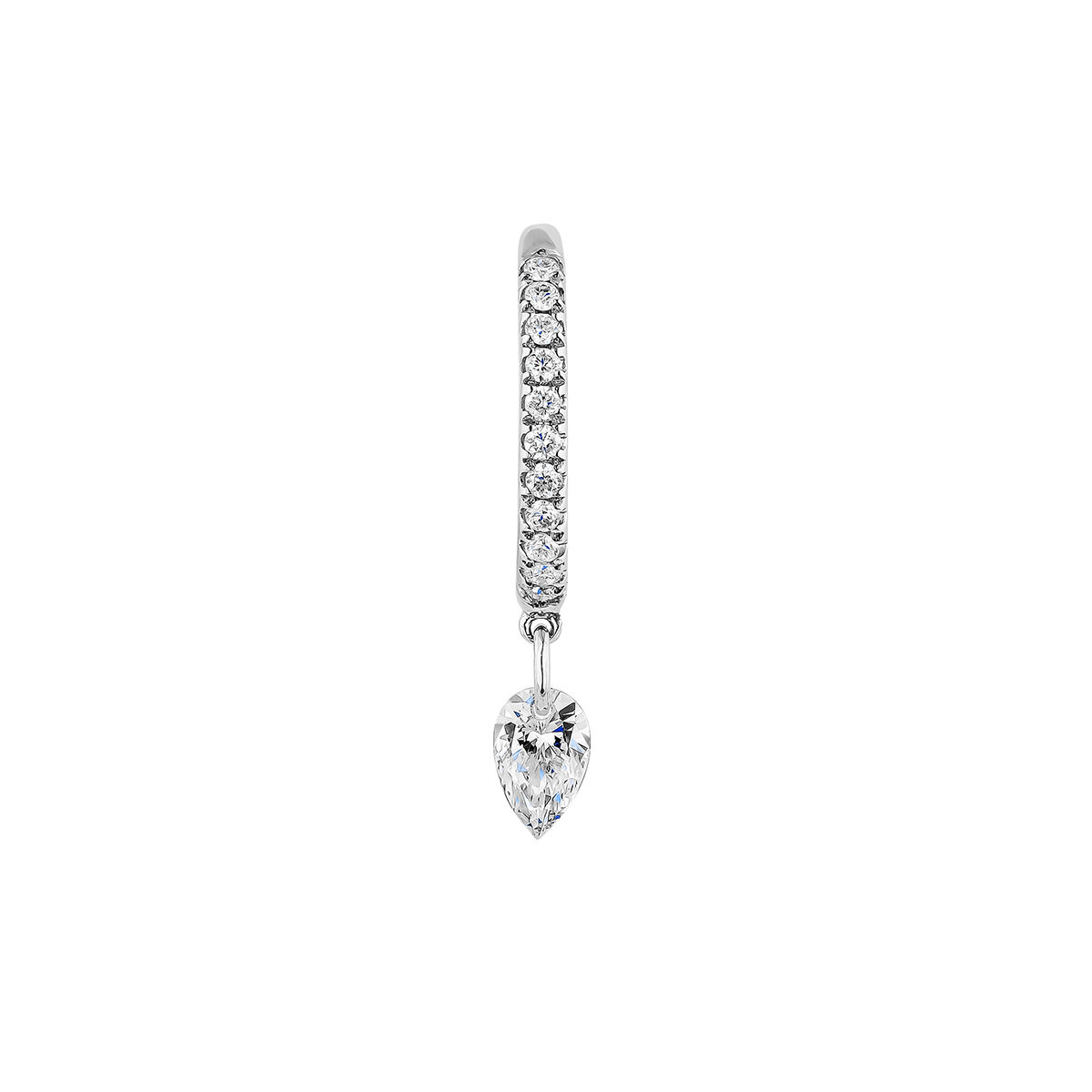 Boucle d'oreille créole diamants or blanc , J04426-01-H, hi-res