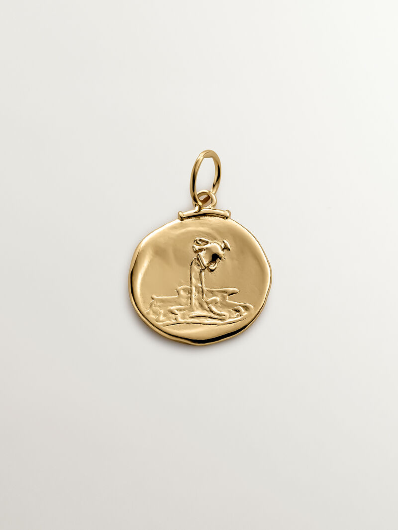 925 Silver Aquarius Charm Coated in 18K Yellow Gold image number 0