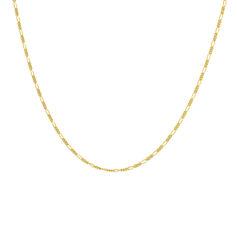Gold plated silver figaro chain, J04613-02, hi-res