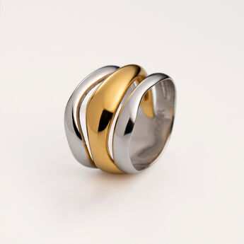 Wide triple ring in dual-coloured silver, J05226-09, mainproduct