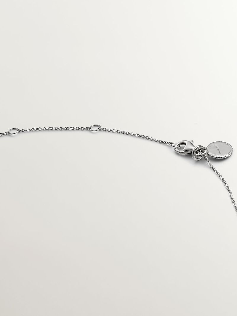 925 Silver necklace with blue topaz and white sapphires. image number 6