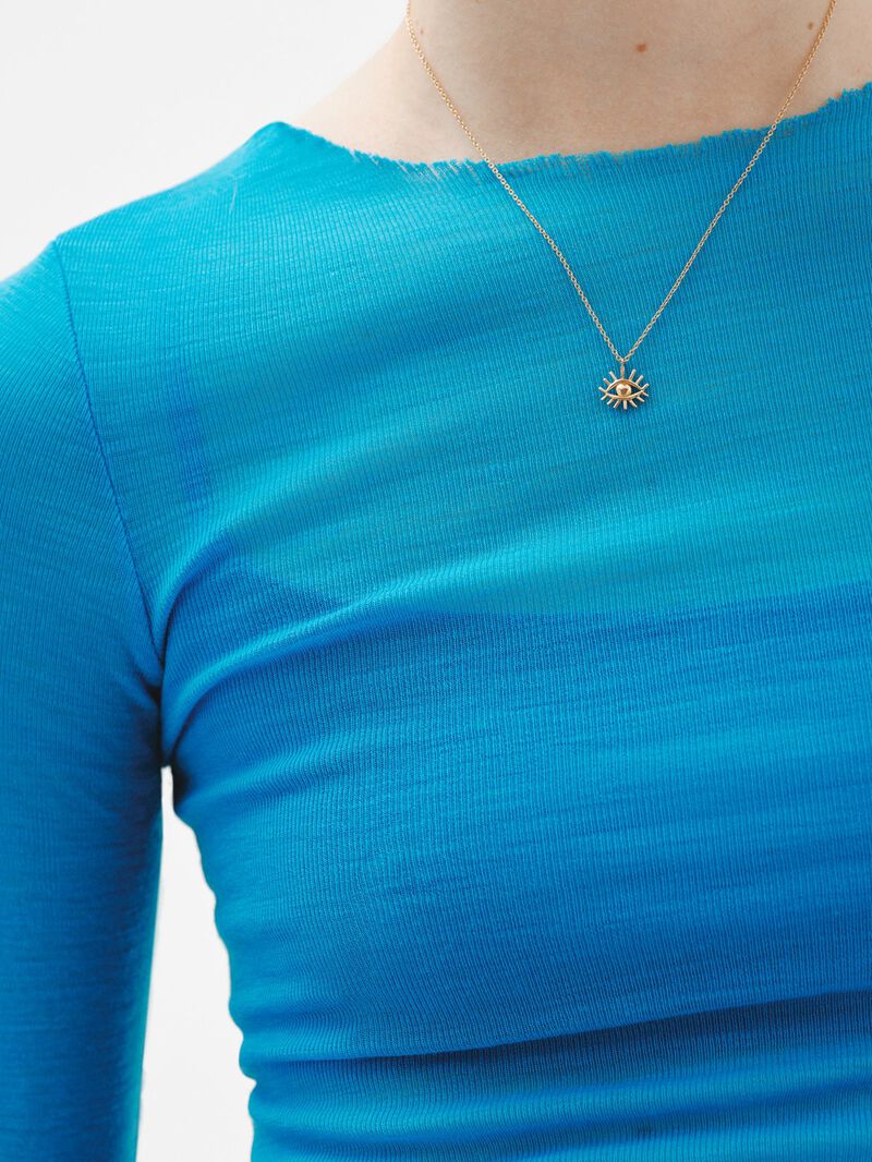 A 925 silver pendant bathed in 18K yellow gold with an eye. image number 1