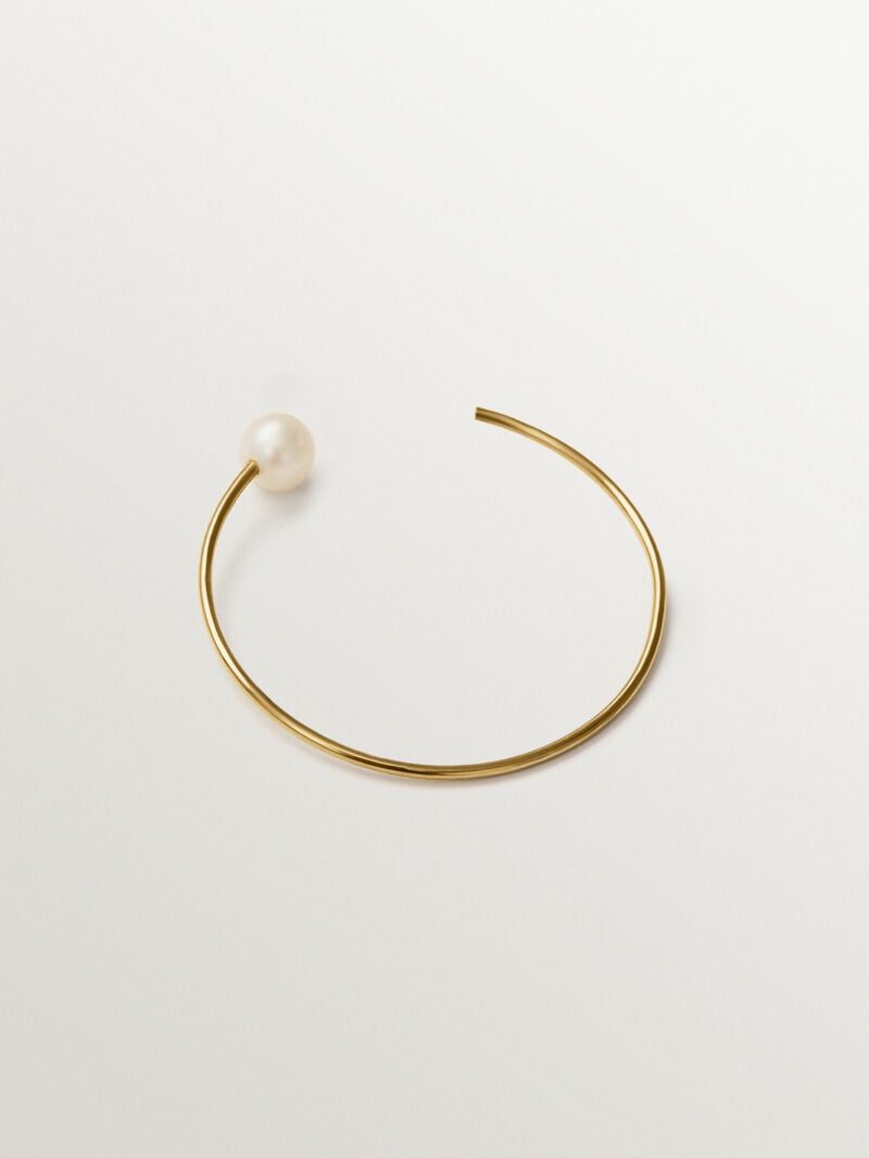 18K gold-plated 925 silver single earring with pearl image number 2