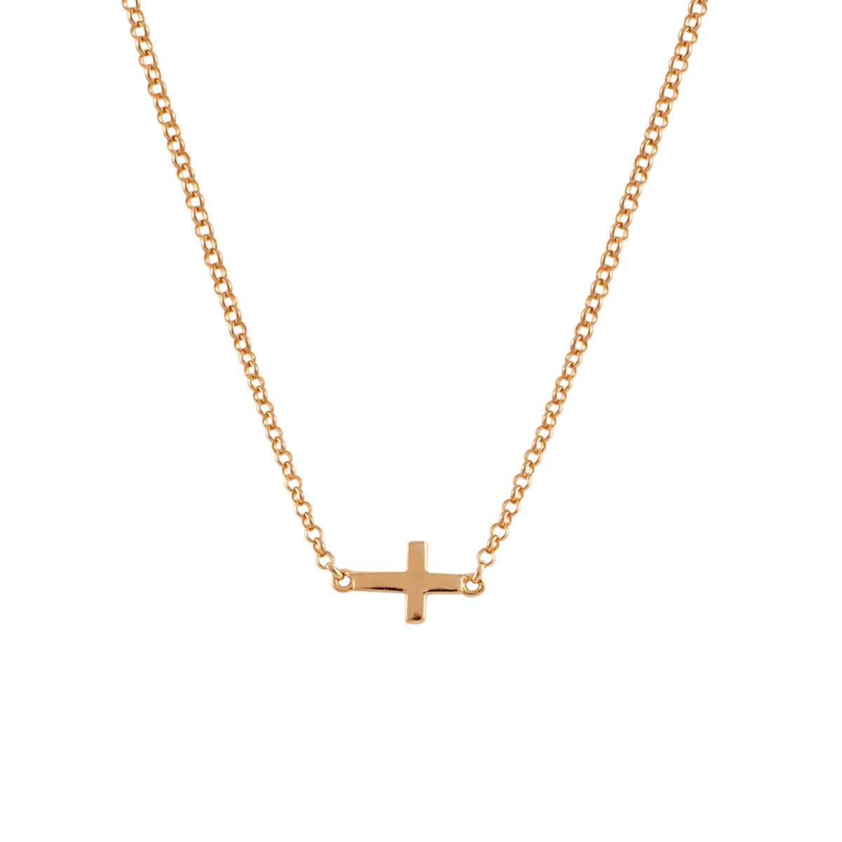 Rose gold plated simple cross necklace , J00653-03, hi-res