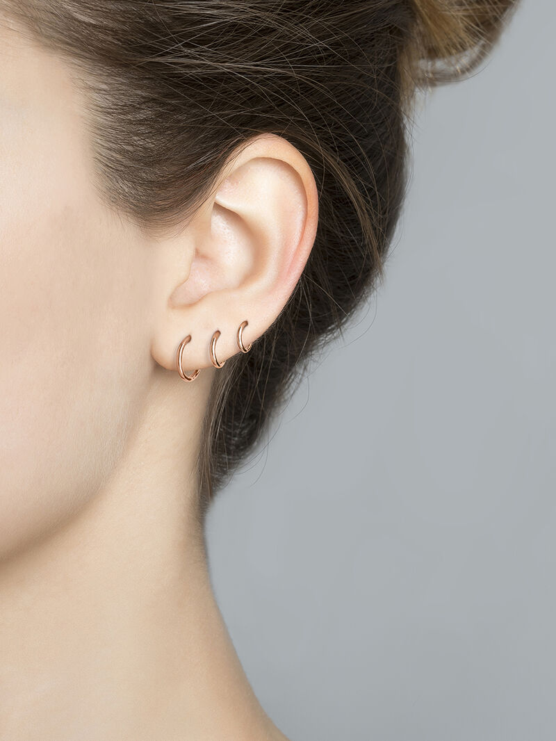 Individual small hoop earring of 9K rose gold image number 2