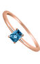 Rose gold plated solitaire ring with blue topaz , J03254-03-LB