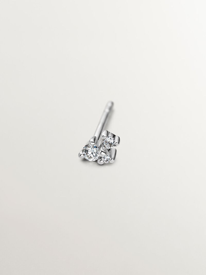 Individual 9K white gold earring with diamonds image number 0