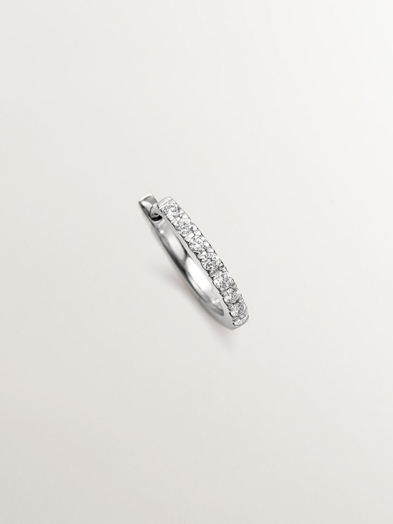 18K white gold small hoop single earring with diamonds. image number 2