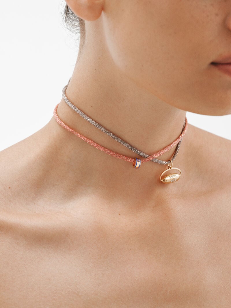 Pink cord with 18K gold-plated 925 silver finishes image number 5