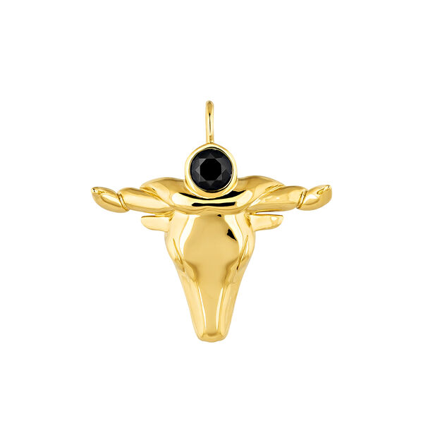 Gold-plated silver Egyptian bull charm with spinel , J04269-02-BSN,hi-res