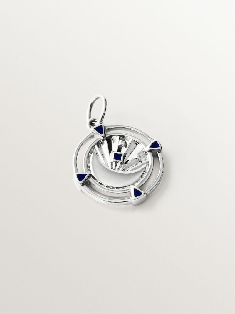 925 silver charm with black enamel detail and medal shape image number 0