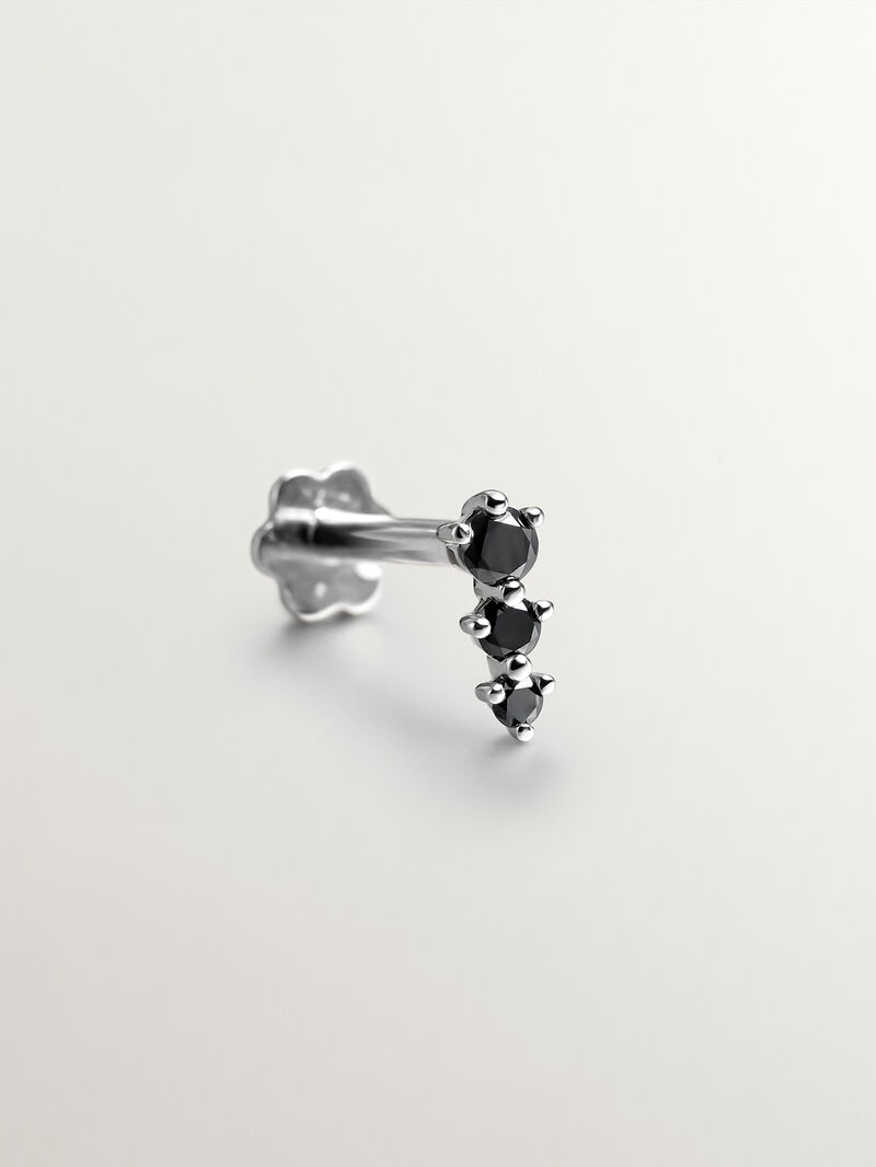 18k white gold piercing with black diamonds image number 4