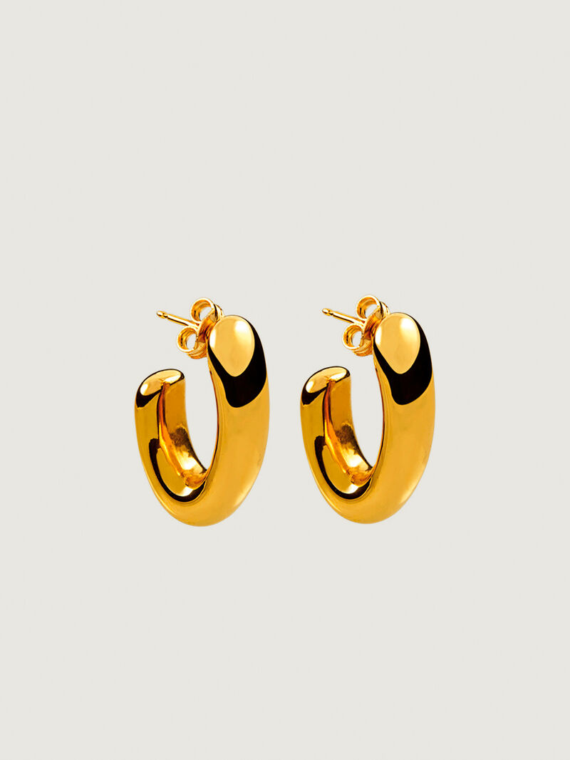 Small oval hoop earrings in 925 silver coated in 18K yellow gold image number 0