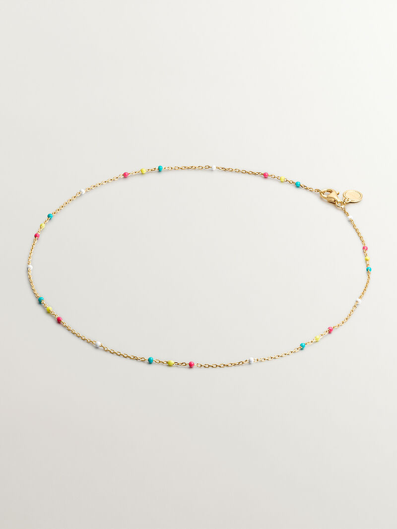 925 Silver chain dipped in 18K yellow gold with multicolor enamel. image number 0