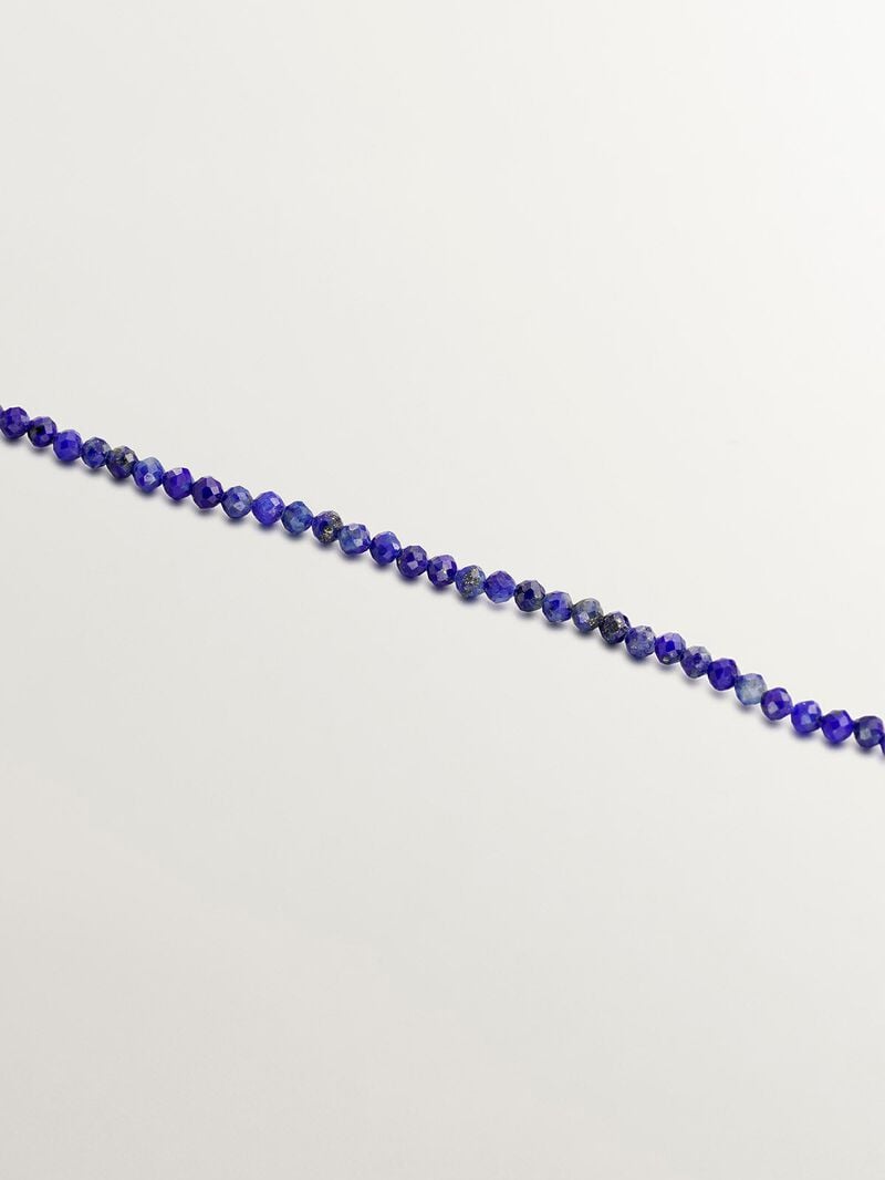 925 Silver necklace bathed in 18K yellow gold with blue lapis lazuli. image number 4