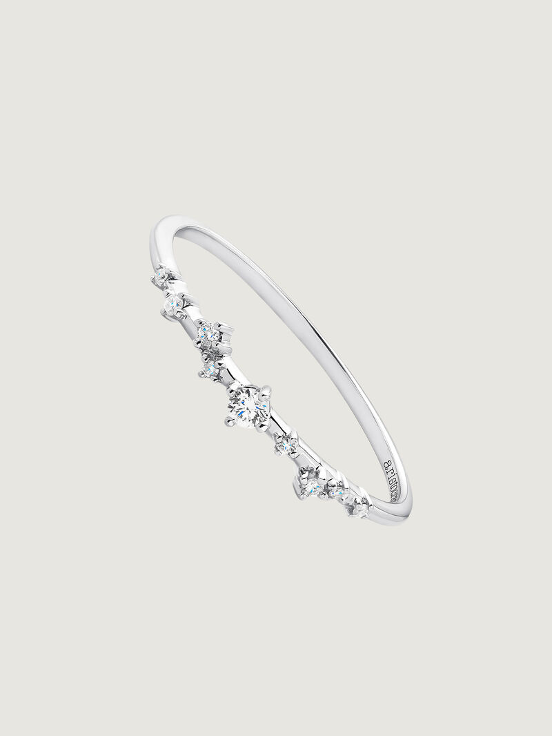 9K White Gold Ring with Diamonds image number 0