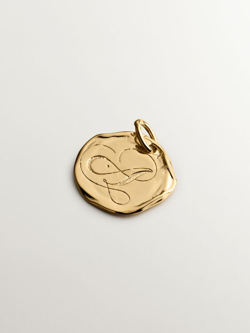 Handcrafted 925 silver charm bathed in 18K yellow gold with initial A. image number 0