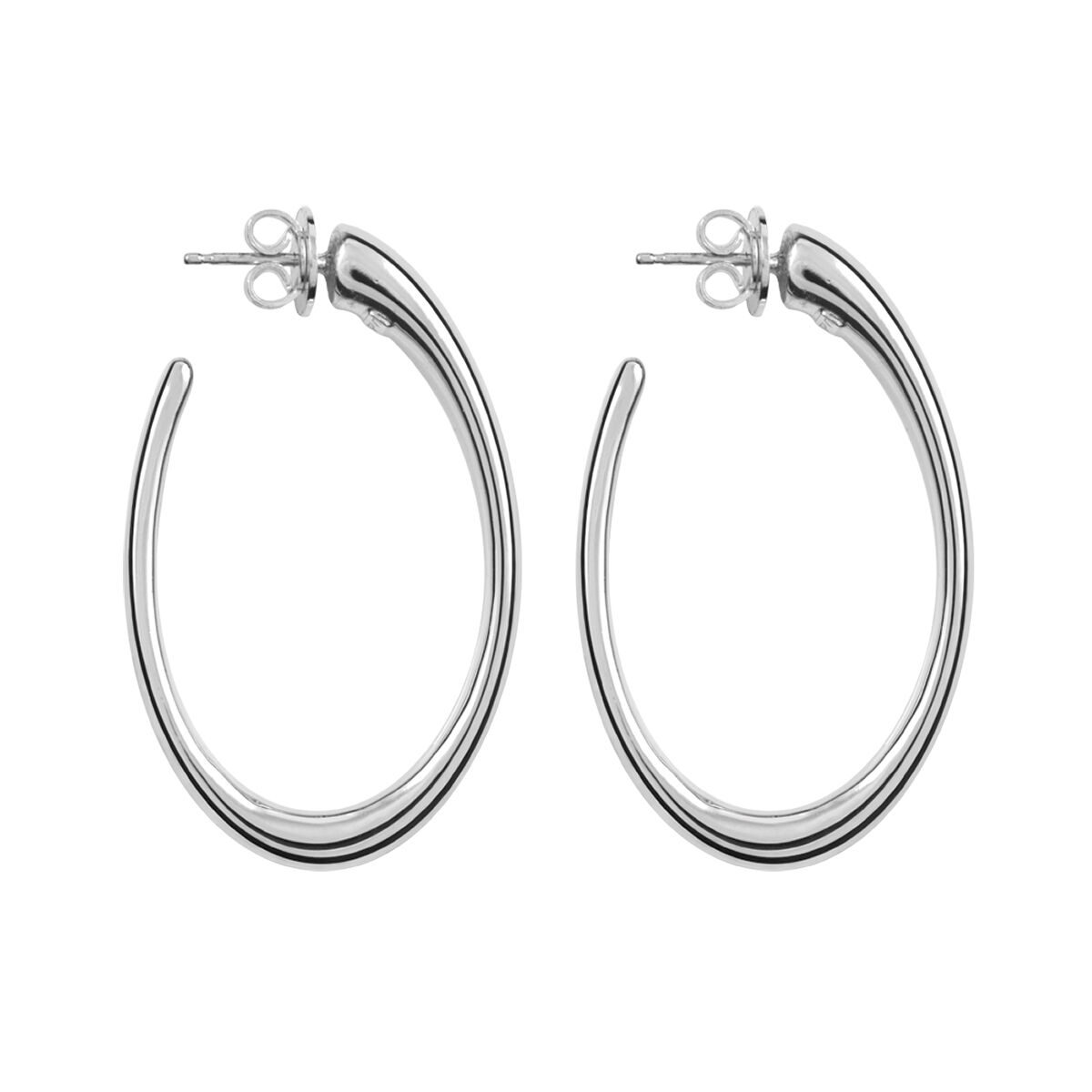 Silver oval earrings , J00933-01, hi-res