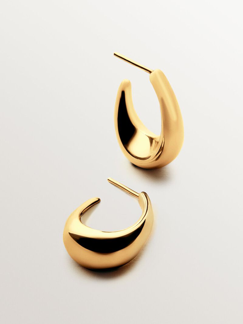 Small oval hoop earrings in 18K yellow gold plated 925 silver image number 2