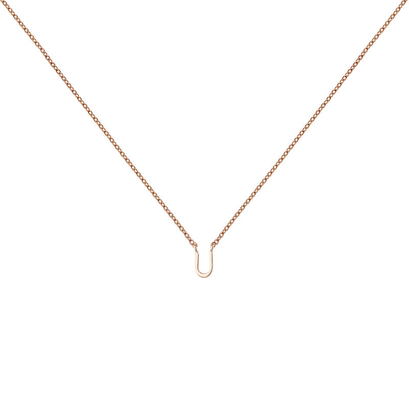 Rose gold Initial U necklace , J04382-03-U, hi-res