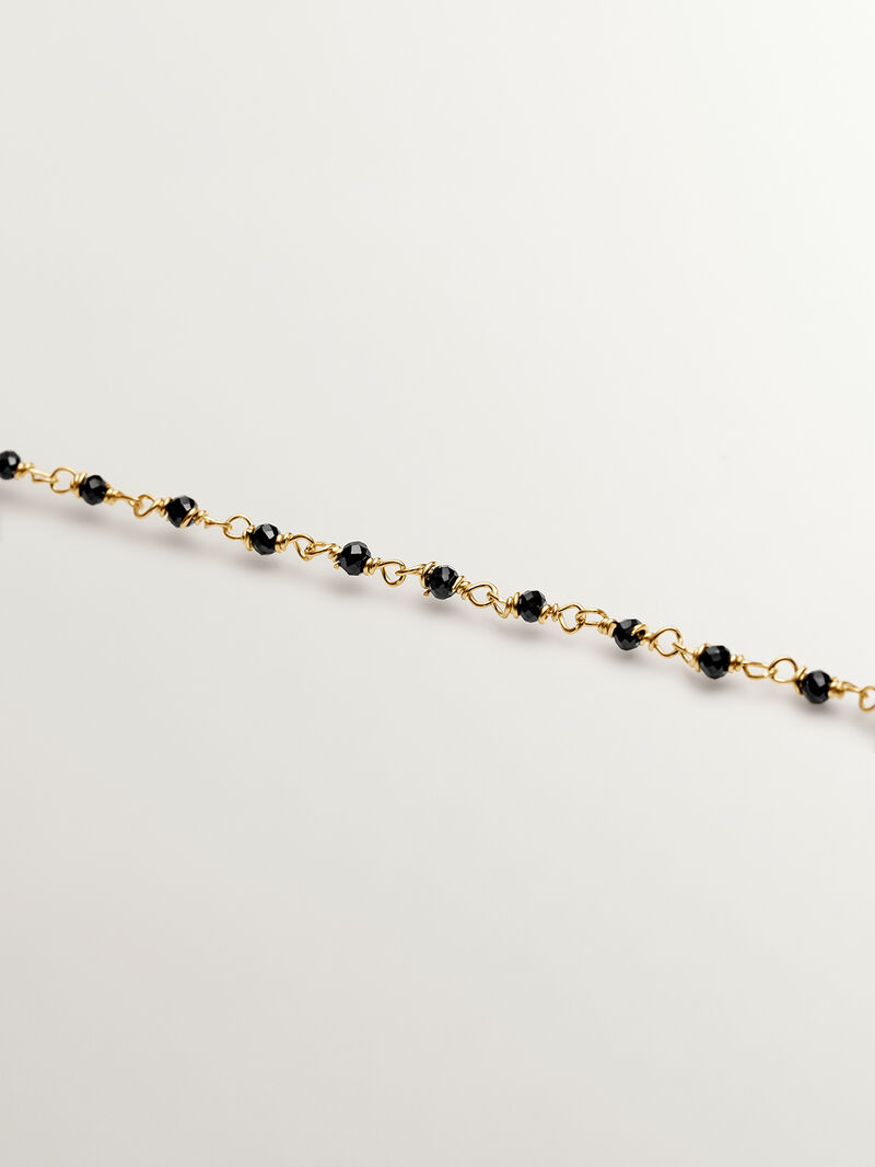 18K Yellow Gold Plated 925 Silver Bracelet with Black Spinel image number 2
