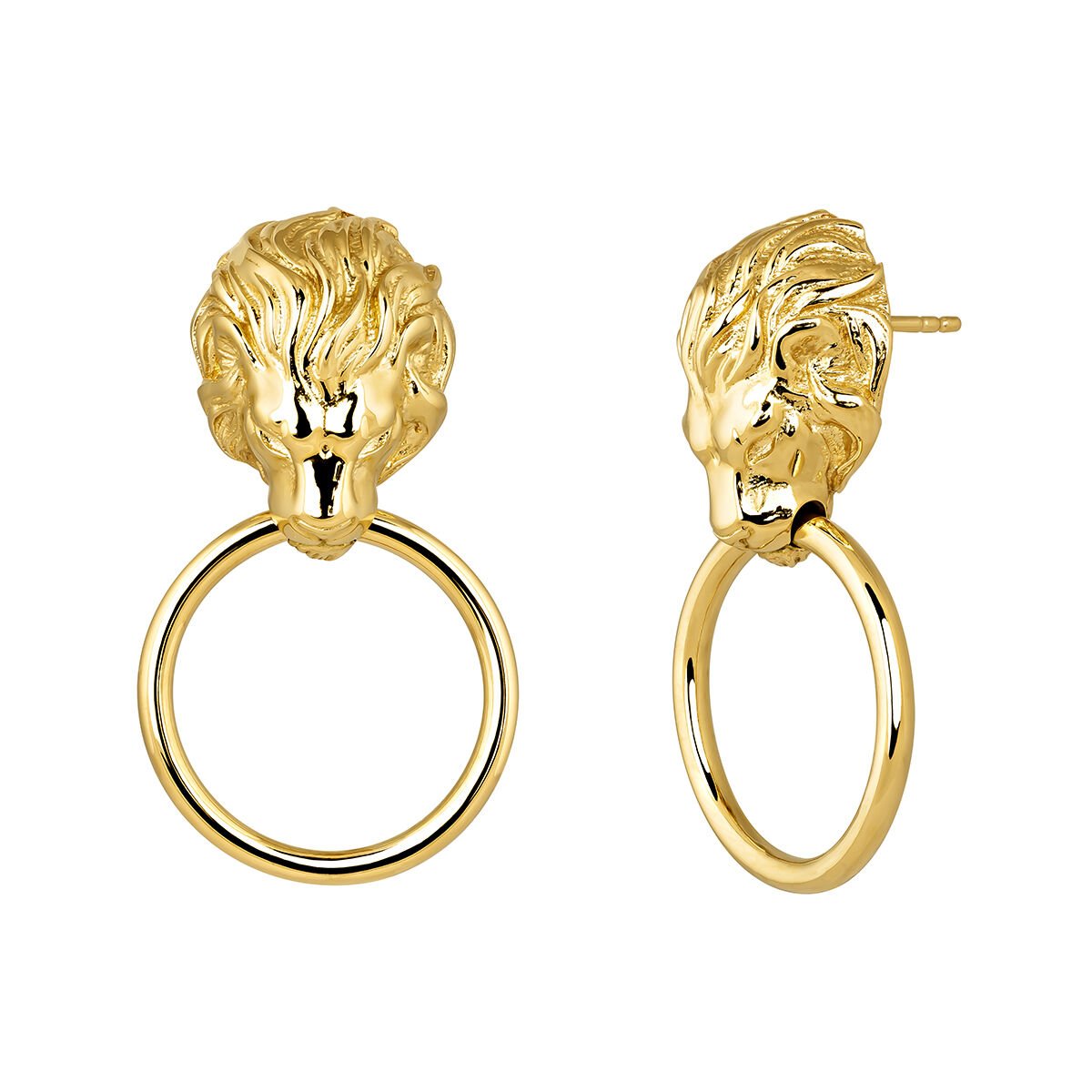 Lion hoop earrings in 18k gold-plated sterling silver, J04238-02, mainproduct