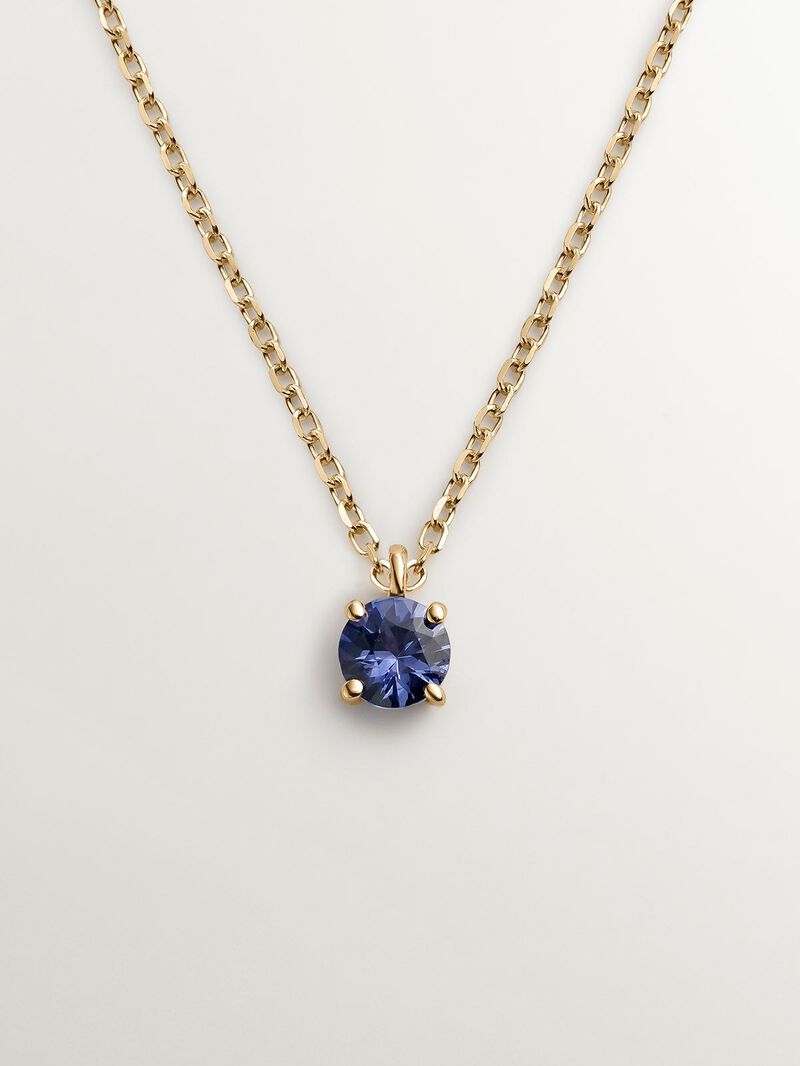 9K yellow gold pendant with blue sapphire image number 0