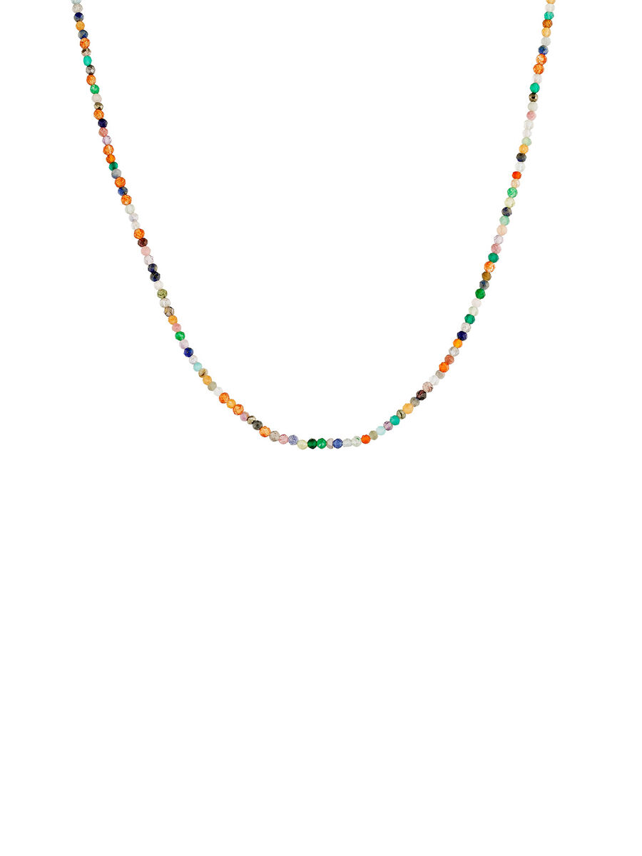 Necklace in 18k yellow gold-plated silver with multicoloured stones, J04877-02-MULTI, hi-res