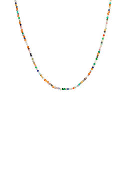 Necklace in 18k yellow gold-plated silver with multicoloured stones, J04877-02-MULTI,hi-res