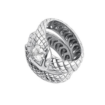 Wide snake ring in silver with white topaz and sapphire stones, J04950-01-WT-WS,hi-res