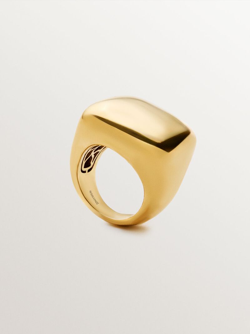 Square ring in 18K yellow gold plated 925 silver with polished effect image number 4