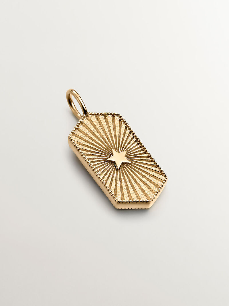 925 silver charm bathed in 18k yellow gold with orange enamel image number 2