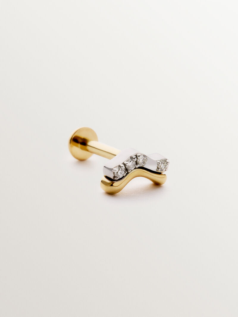 Individual piercing in 18K yellow and white gold with brilliant-cut white diamonds. image number 2