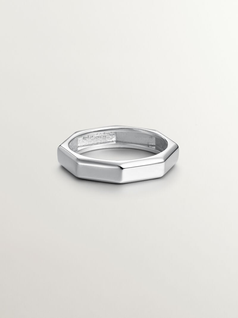 925 silver ring with geometric texture image number 2
