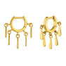 Gold plated geometric pendant motifs hoop earrings , J04598-02