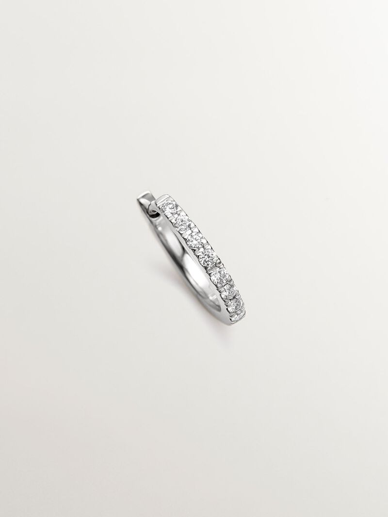 18K white gold small hoop single earring with diamonds. image number 2