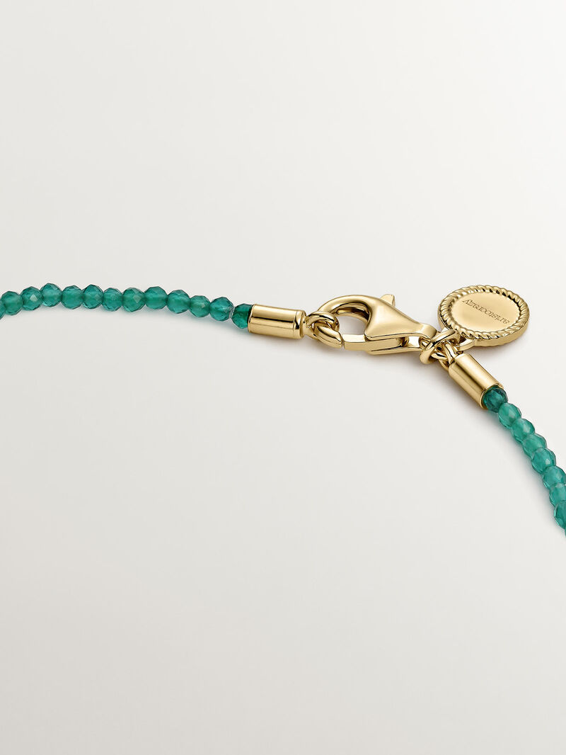 925 Silver bracelet bathed in 18K yellow gold with green onyx beads. image number 4