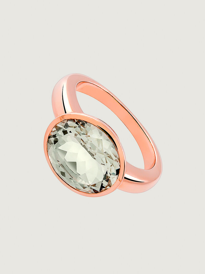 18K Rose-Gold Plated 925 Sterling Silver Cocktail Ring with Green Quartz image number 0